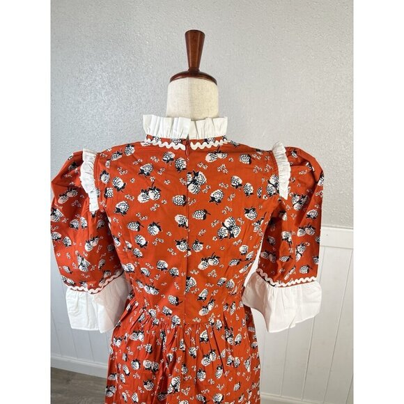 Batsheva Dress Ruffled Sz 8 Floral Poplin Mini Peasant Feminine Farmcore NEW - Picture 8 of 16